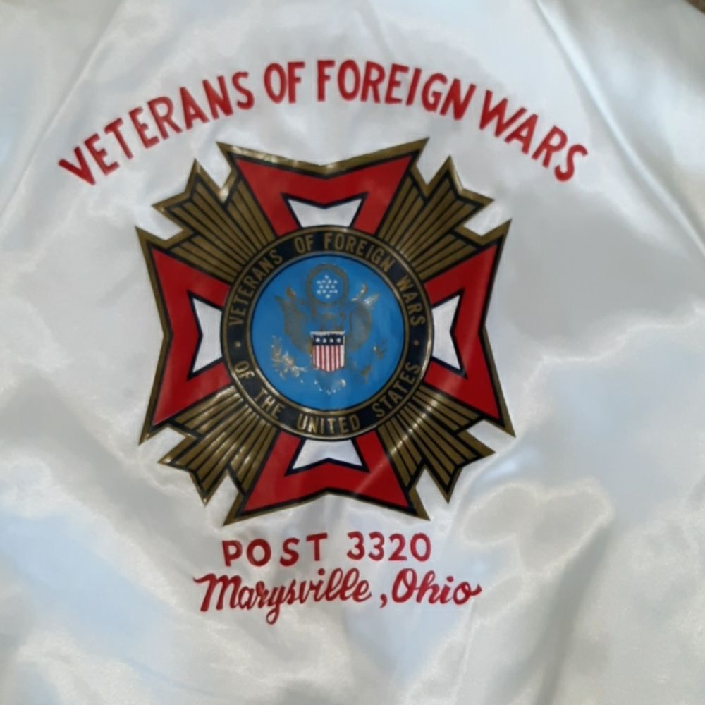 VINTAGE Windjammer 90's White Satin Bomber Jacket VFW - Picture 3 of 12